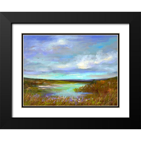 Tranquil View Black Modern Wood Framed Art Print with Double Matting by Finch, Sheila