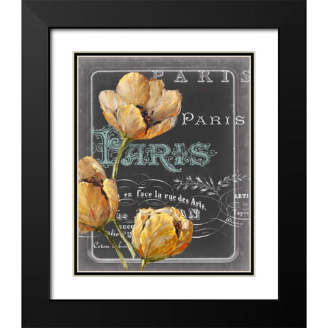 Chalkboard Paris II Black Modern Wood Framed Art Print with Double Matting by Studio W