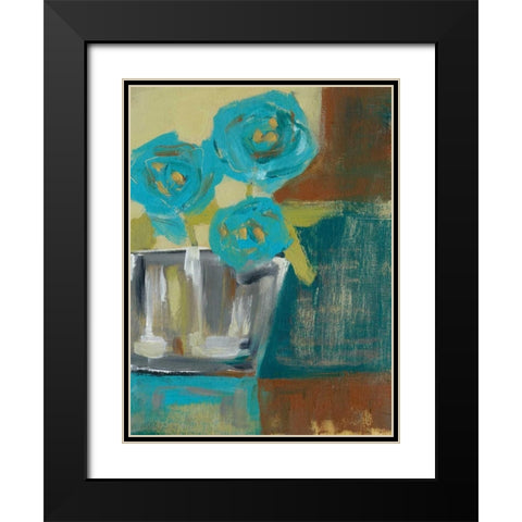 Blue Bud Vase I Black Modern Wood Framed Art Print with Double Matting by Goldberger, Jennifer
