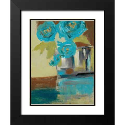 Blue Bud Vase II Black Modern Wood Framed Art Print with Double Matting by Goldberger, Jennifer