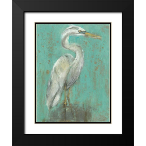 Seaspray Heron I Black Modern Wood Framed Art Print with Double Matting by Goldberger, Jennifer