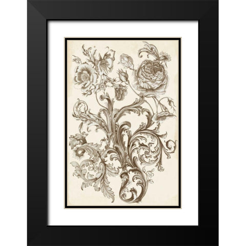 Flora and Filigree II Black Modern Wood Framed Art Print with Double Matting by McCavitt, Naomi