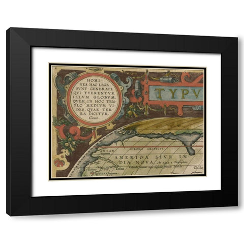 Antique World Map Grid I Black Modern Wood Framed Art Print with Double Matting by Vision Studio