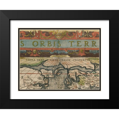 Antique World Map Grid II Black Modern Wood Framed Art Print with Double Matting by Vision Studio