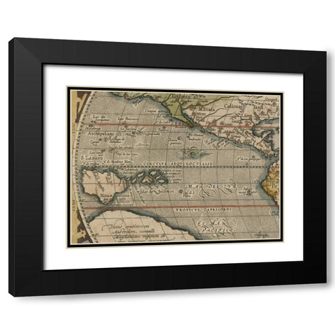 Antique World Map Grid IV Black Modern Wood Framed Art Print with Double Matting by Vision Studio