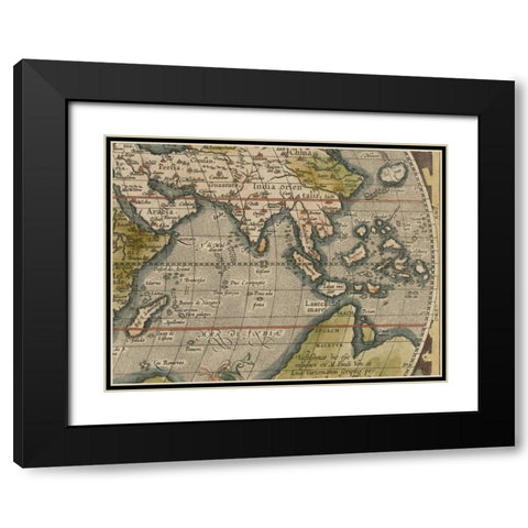 Antique World Map Grid VI Black Modern Wood Framed Art Print with Double Matting by Vision Studio