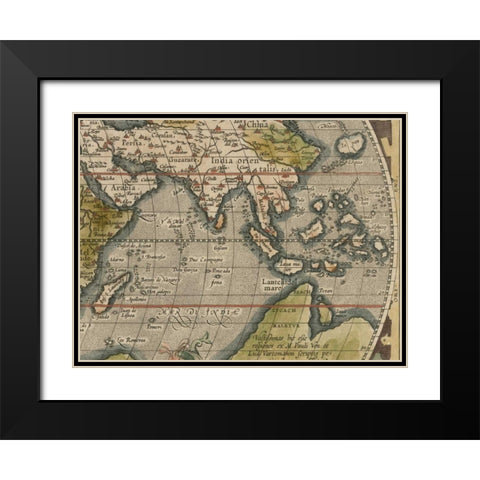 Antique World Map Grid VI Black Modern Wood Framed Art Print with Double Matting by Vision Studio