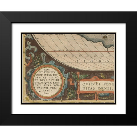 Antique World Map Grid VII Black Modern Wood Framed Art Print with Double Matting by Vision Studio