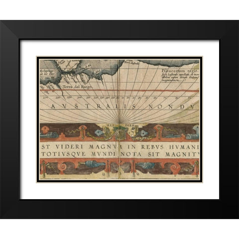 Antique World Map Grid VIII Black Modern Wood Framed Art Print with Double Matting by Vision Studio