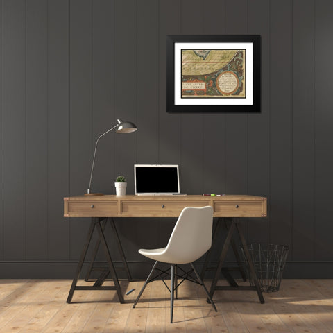Antique World Map Grid IX Black Modern Wood Framed Art Print with Double Matting by Vision Studio