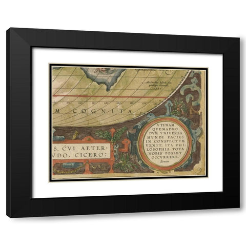 Antique World Map Grid IX Black Modern Wood Framed Art Print with Double Matting by Vision Studio