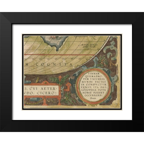 Antique World Map Grid IX Black Modern Wood Framed Art Print with Double Matting by Vision Studio