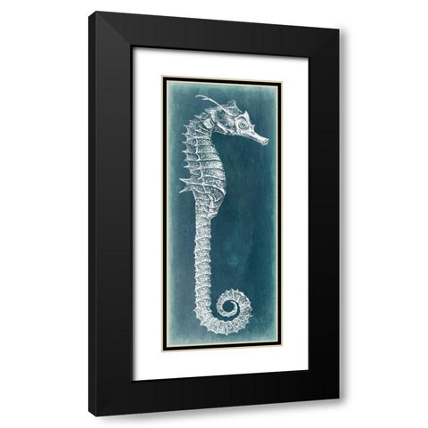 Azure Seahorse II Black Modern Wood Framed Art Print with Double Matting by Vision Studio