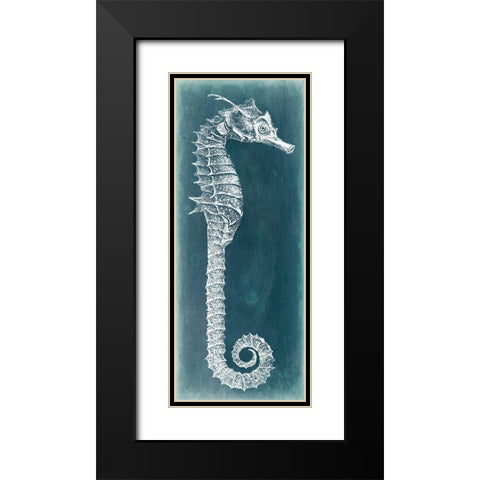 Azure Seahorse II Black Modern Wood Framed Art Print with Double Matting by Vision Studio