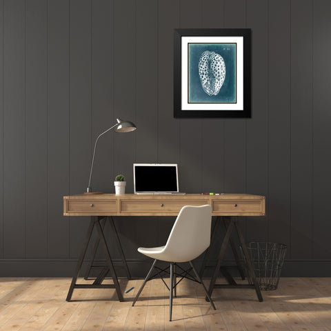 Azure Shell II Black Modern Wood Framed Art Print with Double Matting by Vision Studio