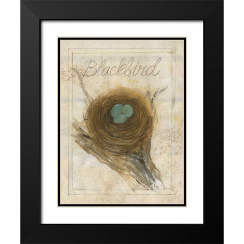 Nest - Blackbird Black Modern Wood Framed Art Print with Double Matting by Della-Piana, Elissa