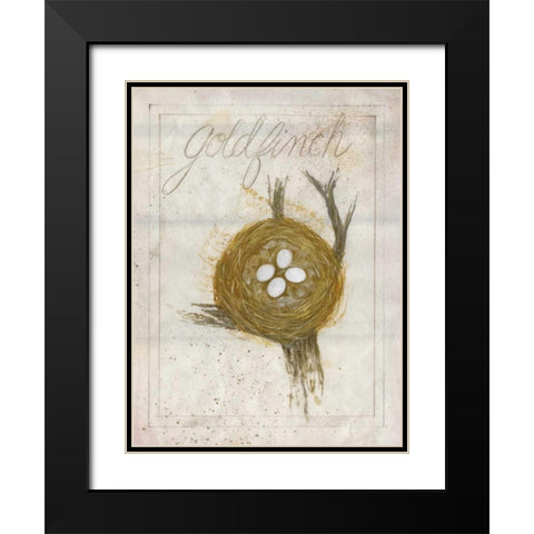 Nest - Goldfinch Black Modern Wood Framed Art Print with Double Matting by Della-Piana, Elissa
