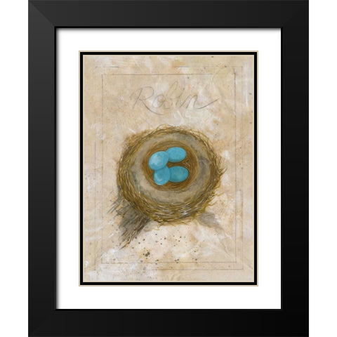 Nest - Robin Black Modern Wood Framed Art Print with Double Matting by Della-Piana, Elissa