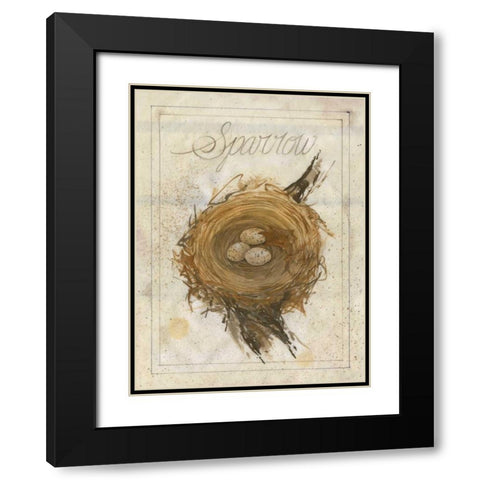 Nest - Sparrow Black Modern Wood Framed Art Print with Double Matting by Della-Piana, Elissa
