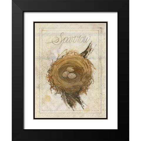 Nest - Sparrow Black Modern Wood Framed Art Print with Double Matting by Della-Piana, Elissa