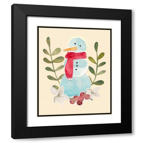 Snowman Cut-out I Black Modern Wood Framed Art Print with Double Matting by Popp, Grace