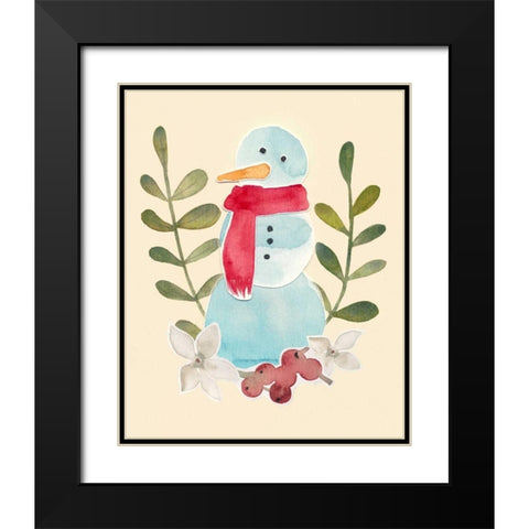Snowman Cut-out I Black Modern Wood Framed Art Print with Double Matting by Popp, Grace