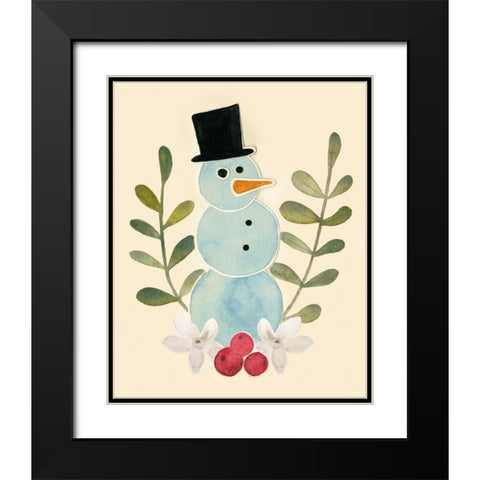 Snowman Cut-out II Black Modern Wood Framed Art Print with Double Matting by Popp, Grace