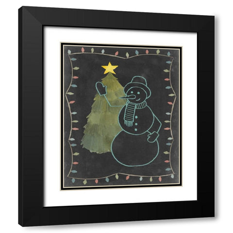Chalkboard Snowman I Black Modern Wood Framed Art Print with Double Matting by Popp, Grace