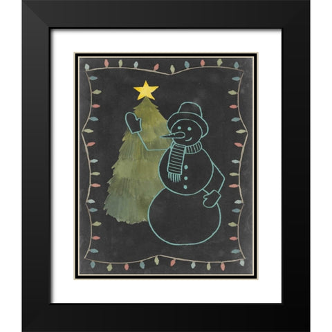 Chalkboard Snowman I Black Modern Wood Framed Art Print with Double Matting by Popp, Grace