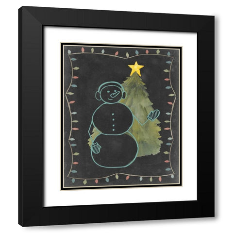 Chalkboard Snowman II Black Modern Wood Framed Art Print with Double Matting by Popp, Grace