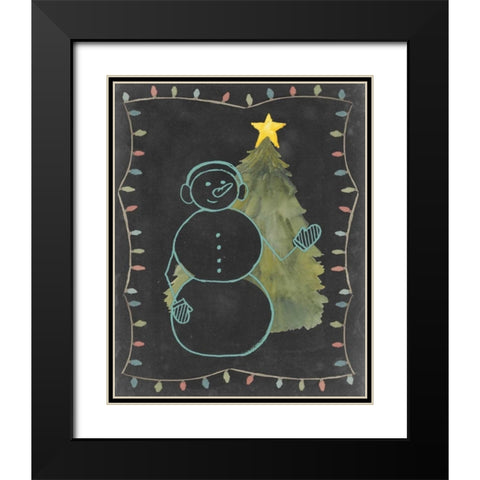 Chalkboard Snowman II Black Modern Wood Framed Art Print with Double Matting by Popp, Grace