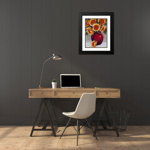 Vase of Sunflowers II Black Modern Wood Framed Art Print with Double Matting by OToole, Tim