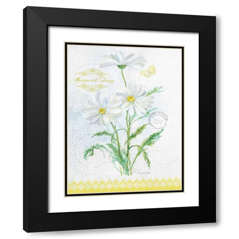 Flower Study on Lace X Black Modern Wood Framed Art Print with Double Matting by Della-Piana, Elissa