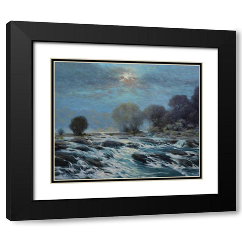Moon Rapids Black Modern Wood Framed Art Print with Double Matting by Larivey, Chuck