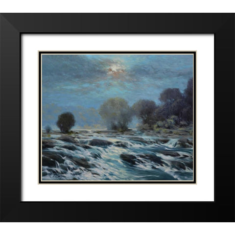 Moon Rapids Black Modern Wood Framed Art Print with Double Matting by Larivey, Chuck