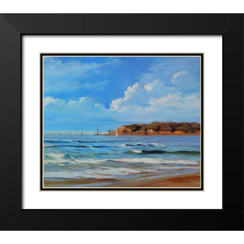 Point Loma - View from Coronada Shores Black Modern Wood Framed Art Print with Double Matting by Larivey, Chuck