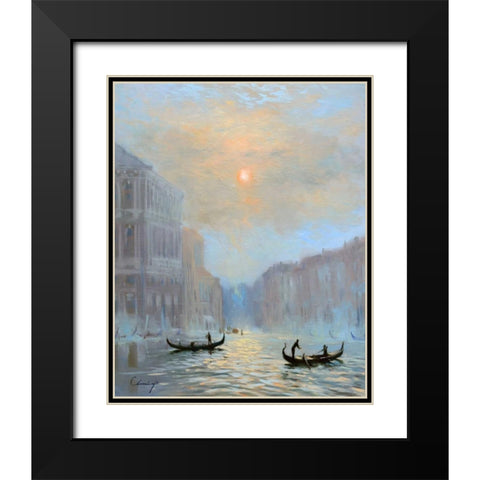 Venice Morning Mist Black Modern Wood Framed Art Print with Double Matting by Larivey, Chuck