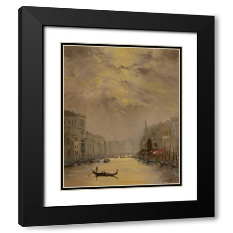 Venice Evening Gold Black Modern Wood Framed Art Print with Double Matting by Larivey, Chuck