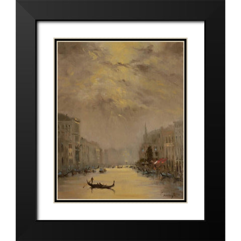 Venice Evening Gold Black Modern Wood Framed Art Print with Double Matting by Larivey, Chuck