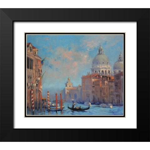 Venice Grand Canal Black Modern Wood Framed Art Print with Double Matting by Larivey, Chuck