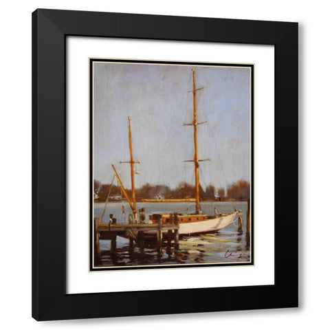 Ivory Falcon at Rest Black Modern Wood Framed Art Print with Double Matting by Larivey, Chuck