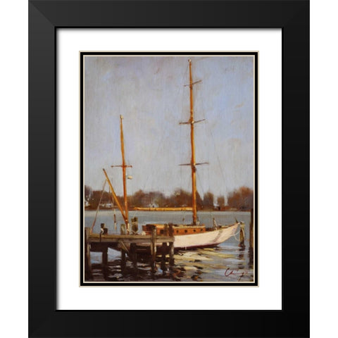 Ivory Falcon at Rest Black Modern Wood Framed Art Print with Double Matting by Larivey, Chuck
