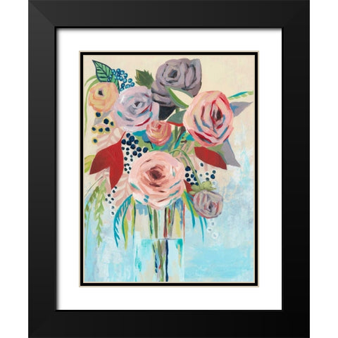 Roseate Posy II Black Modern Wood Framed Art Print with Double Matting by Popp, Grace