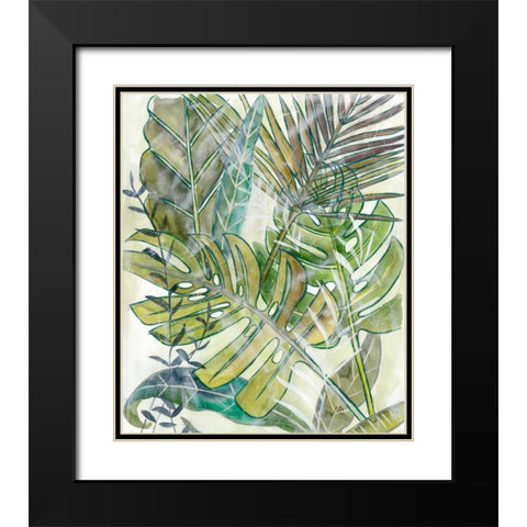 Layered Palms II Black Modern Wood Framed Art Print with Double Matting by Zarris, Chariklia