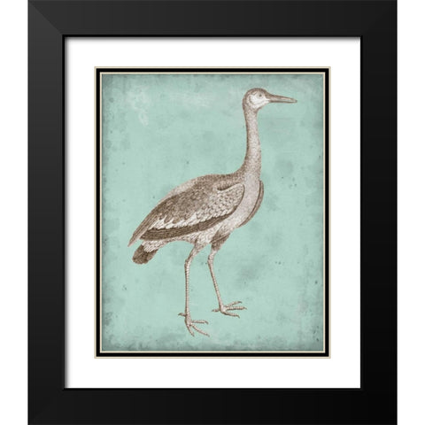 Sepia and Spa Heron I Black Modern Wood Framed Art Print with Double Matting by Vision Studio