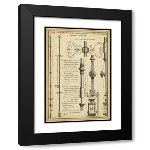 Antique Decorative Locks I Black Modern Wood Framed Art Print with Double Matting by Blondel, J.F.