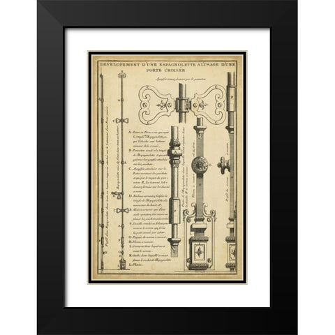 Antique Decorative Locks I Black Modern Wood Framed Art Print with Double Matting by Blondel, J.F.