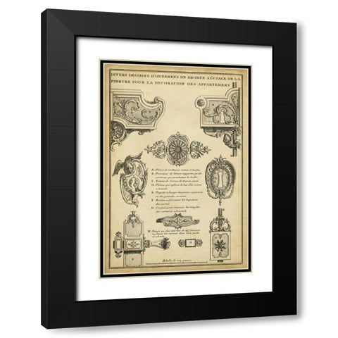 Antique Decorative Locks II Black Modern Wood Framed Art Print with Double Matting by Blondel, J.F.