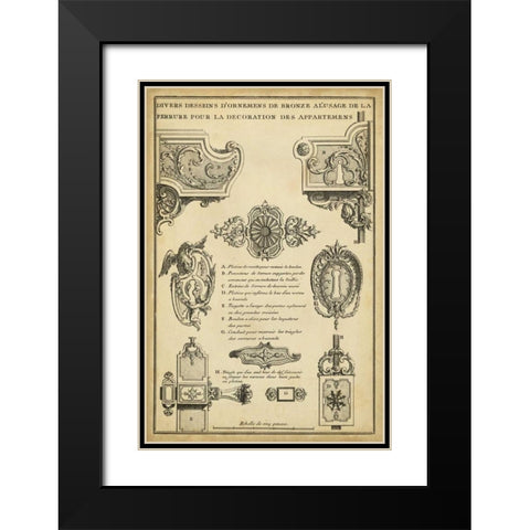Antique Decorative Locks II Black Modern Wood Framed Art Print with Double Matting by Blondel, J.F.
