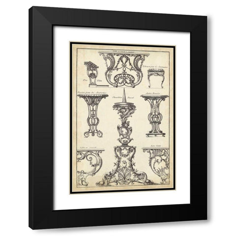 Antique French Ornament I Black Modern Wood Framed Art Print with Double Matting by Blondel, J.F.